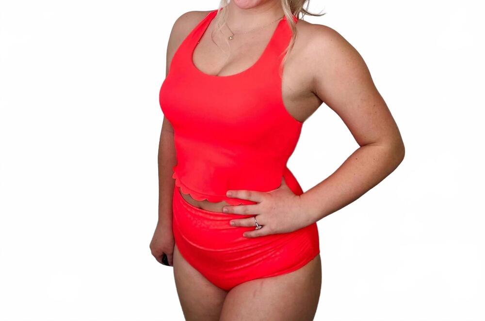 NEW KIAVA gettin' closer high-rise swim bottoms in coral leopard
